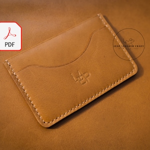 ¡Patrón de 2 dólares! Portatarjetas No.404 2 ranuras para tarjetas. Patrón de artesanía en cuero PDF A4