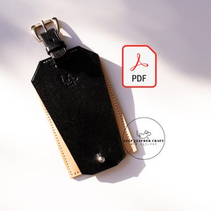 ¡Patrón de 3 dólares! No.516 Etiqueta de equipaje / Portatarjetas de presentación. Patrón de artesanía en cuero PDF A4