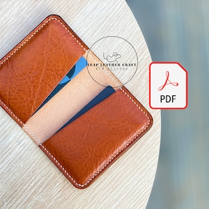 Modèle à 2 dollars ! No.302 Porte-cartes pliable minimaliste. Patron d'artisanat du cuir PDF A4