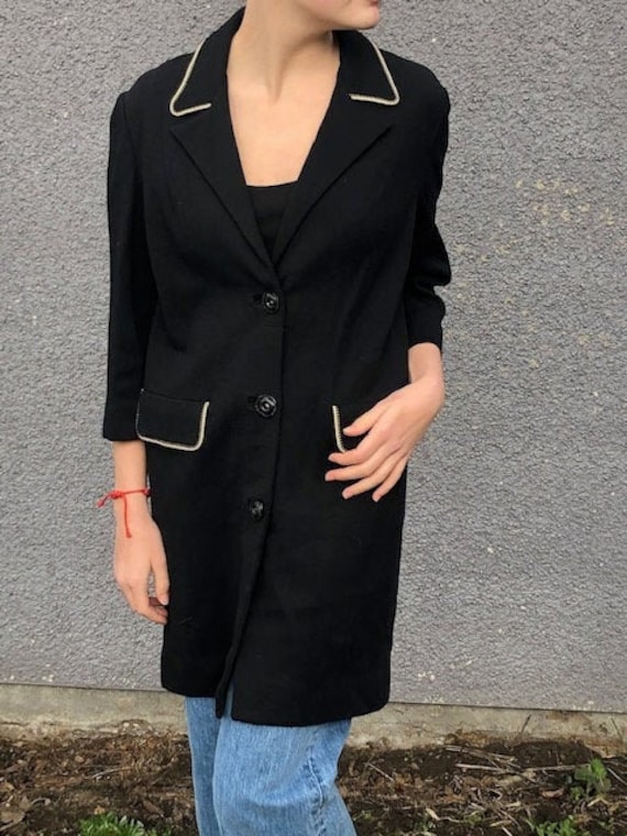 Vintage Long Knit Black Blazer - image 1