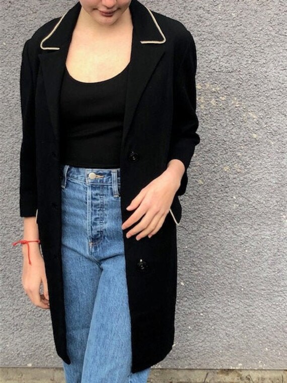 Vintage Long Knit Black Blazer - image 2