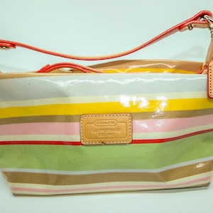 Coach Purse: 41852 Mult-Color Legacy Striped Tote Bag