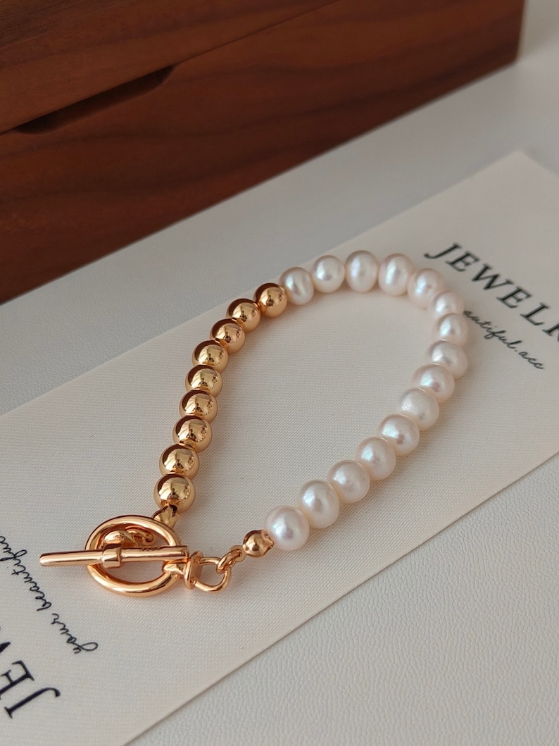 Ins Style Stainless Steel Freshwater Pearl Ball Beads Beaded Bracelet