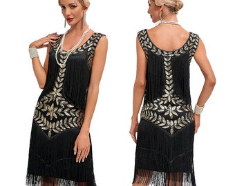 Flapper Gatsby Ann Dress, Prom Fringe Dress 1920s Vintage Inspired ...