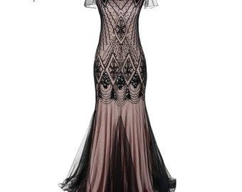 Flapper Gatsby Agnes Dress, Prom Dress 1920s Great Gatsby Art Deco Downton Abbey Bridesmaid Wedding reception