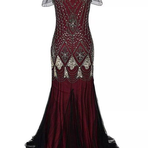 Black Red Fringe Flapper Dress 1920s Great Gatsby Art Deco - Etsy
