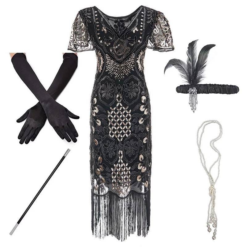 Set Vestido Flapper Gatsby Prom Fringe Dress 1920s Vintage - Etsy