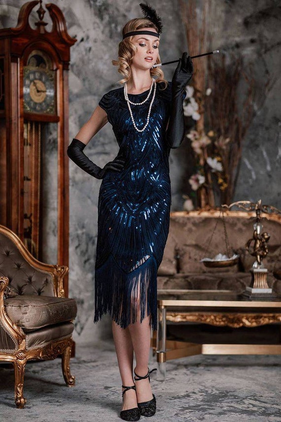 Flapper Gatsby Erma Dress Prom Fringe Dress 1920s Vintage - Etsy