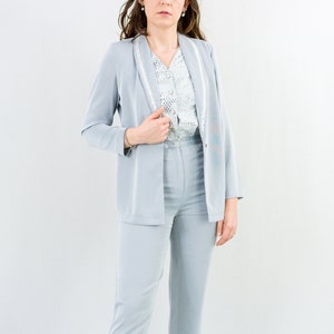 Gray suit vintage 90s pants and blazer jacket two piece set Medium