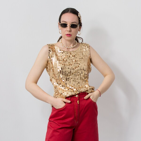Vintage 90’s gold sequin cardigan top
