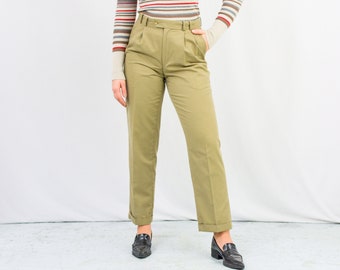 Beige pants vintage pleated trousers suit minimalist W32 L30 L/XL