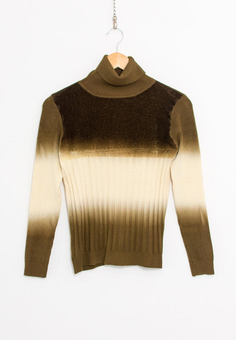 Bodycon turtleneck sweater Y2K vintage ombre long sleeve women size S/M image 6