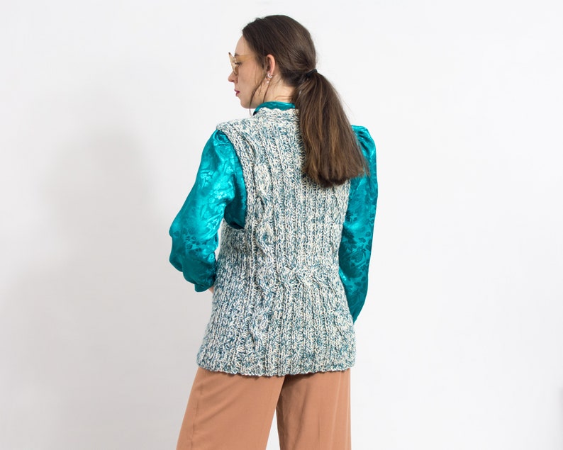 Vintage sweater vest green cardigan size M/L image 5