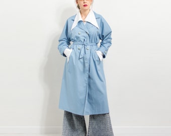 Vintage light coat blue trench Lindex 90's women oversized size M/L