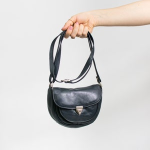 Vintage leather purse black crossbody bag women