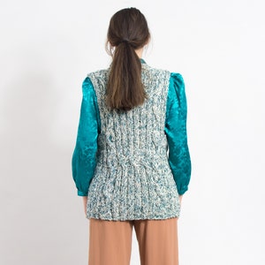 Vintage sweater vest green cardigan size M/L image 6