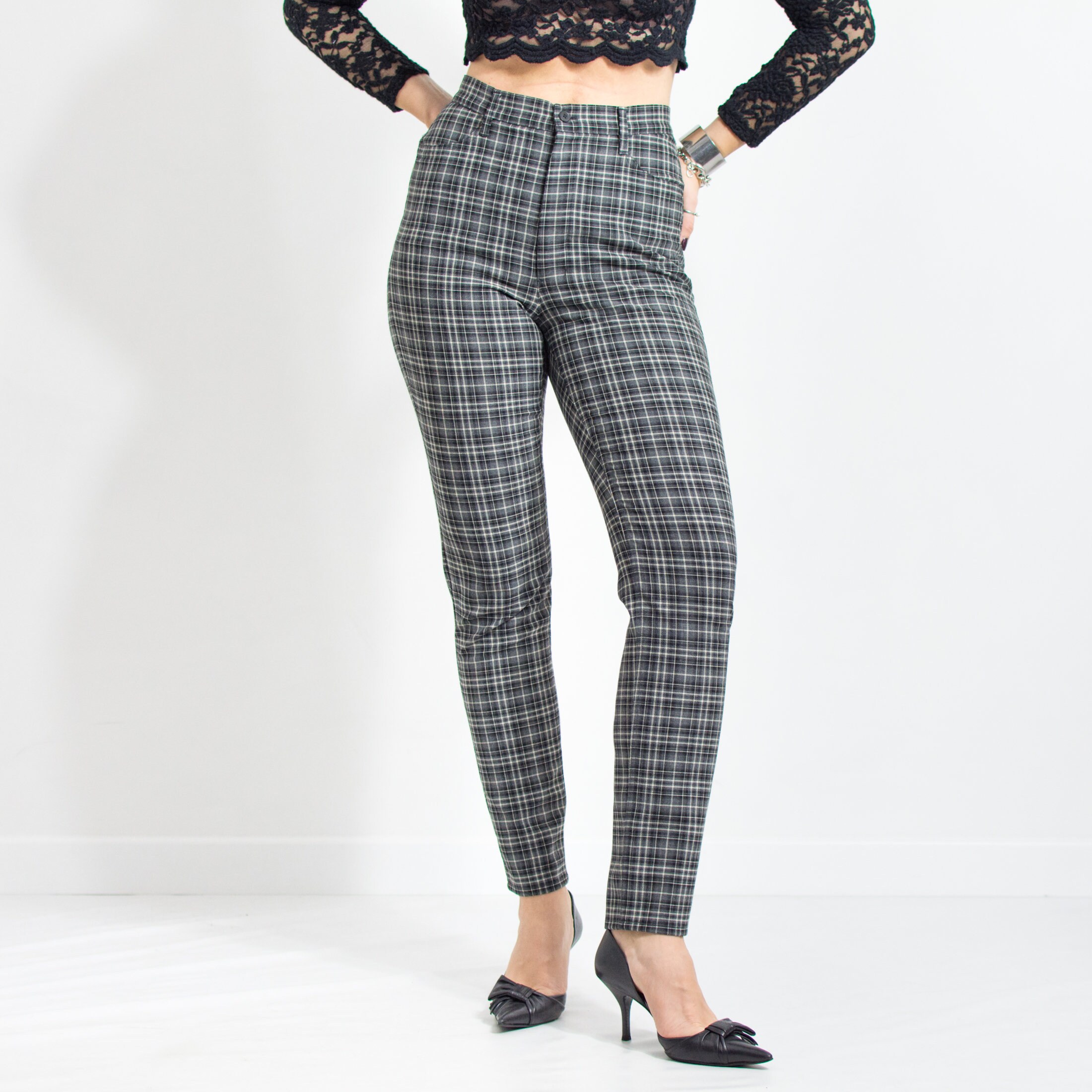 Plaid women's dress pants 2025