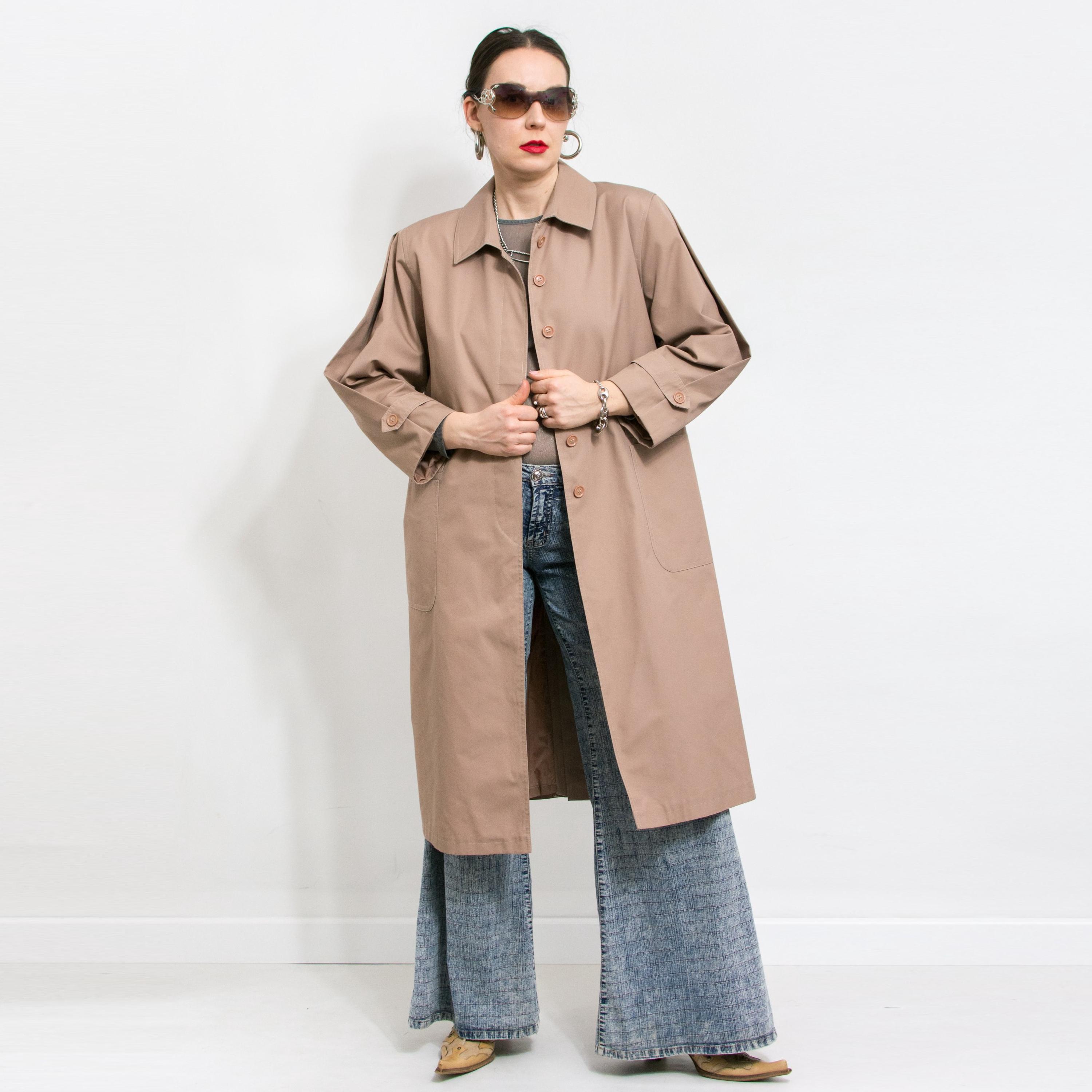 Vintage 70's Light Trench Coat Women Oversized Size L/XL - Etsy