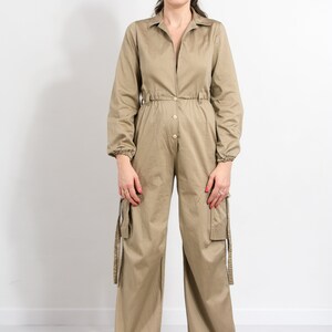 Coveralls vintage jumpsuit cargo wide leg women size M/L image 3