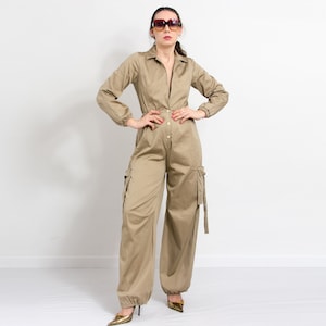 Coveralls vintage jumpsuit cargo wide leg women size M/L image 1