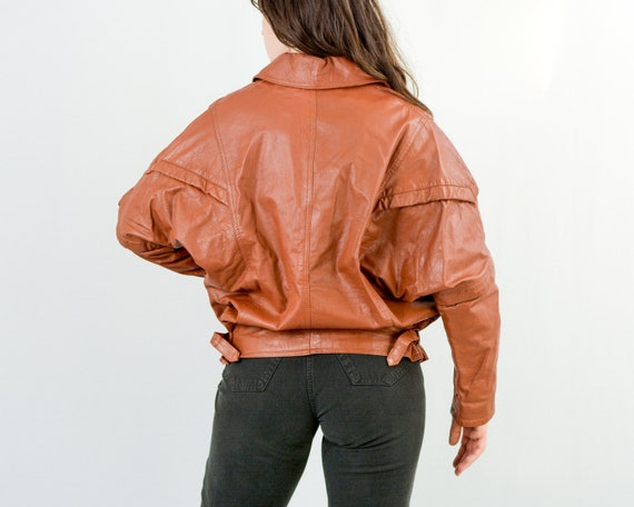 Caramel Genuine Leather Jacket 80s Brown Vintage XL