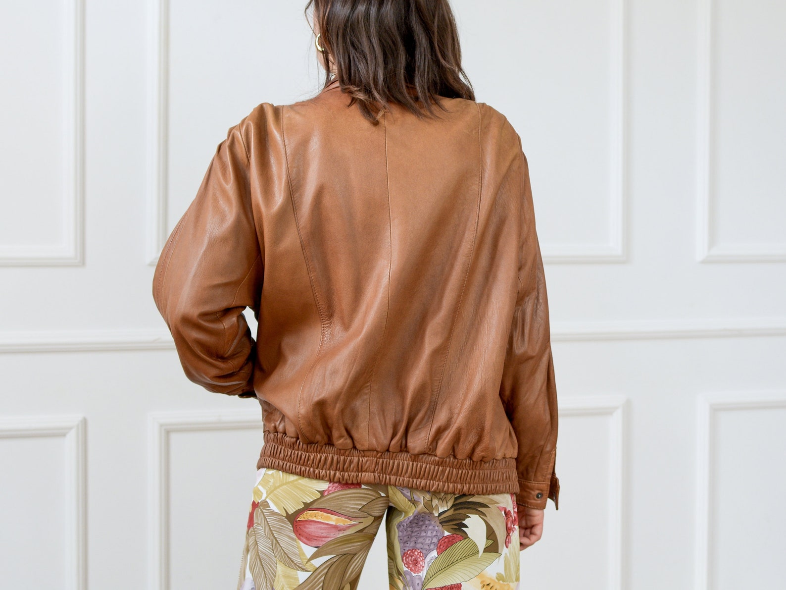 Caramel Leather Jacket 80s Orange Vintage Puffy Sleeve Bronze Etsy