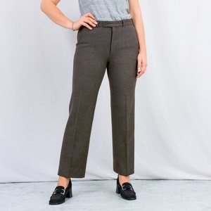 Brown wool pants vintage suit trousers minimalist women Large image 2