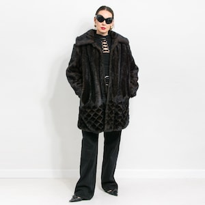 Faux fur vintage winter brown coat oversized jacket women size L/XL