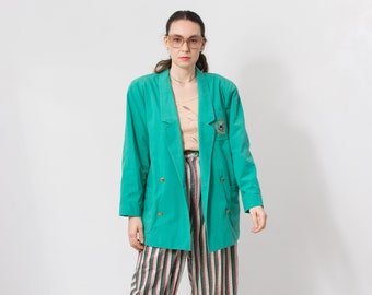 80's oversized blazer Vintage green Sporting Life by Hauber jacket women size M/L