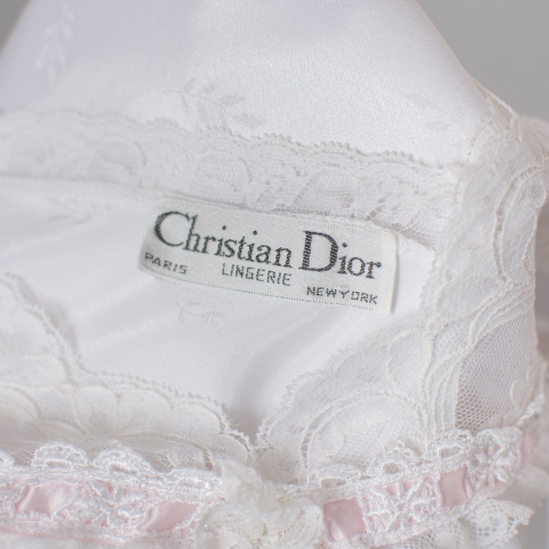 Christian Dior Vintage sleeping dress boho satin white romantic women size XS/S image 3
