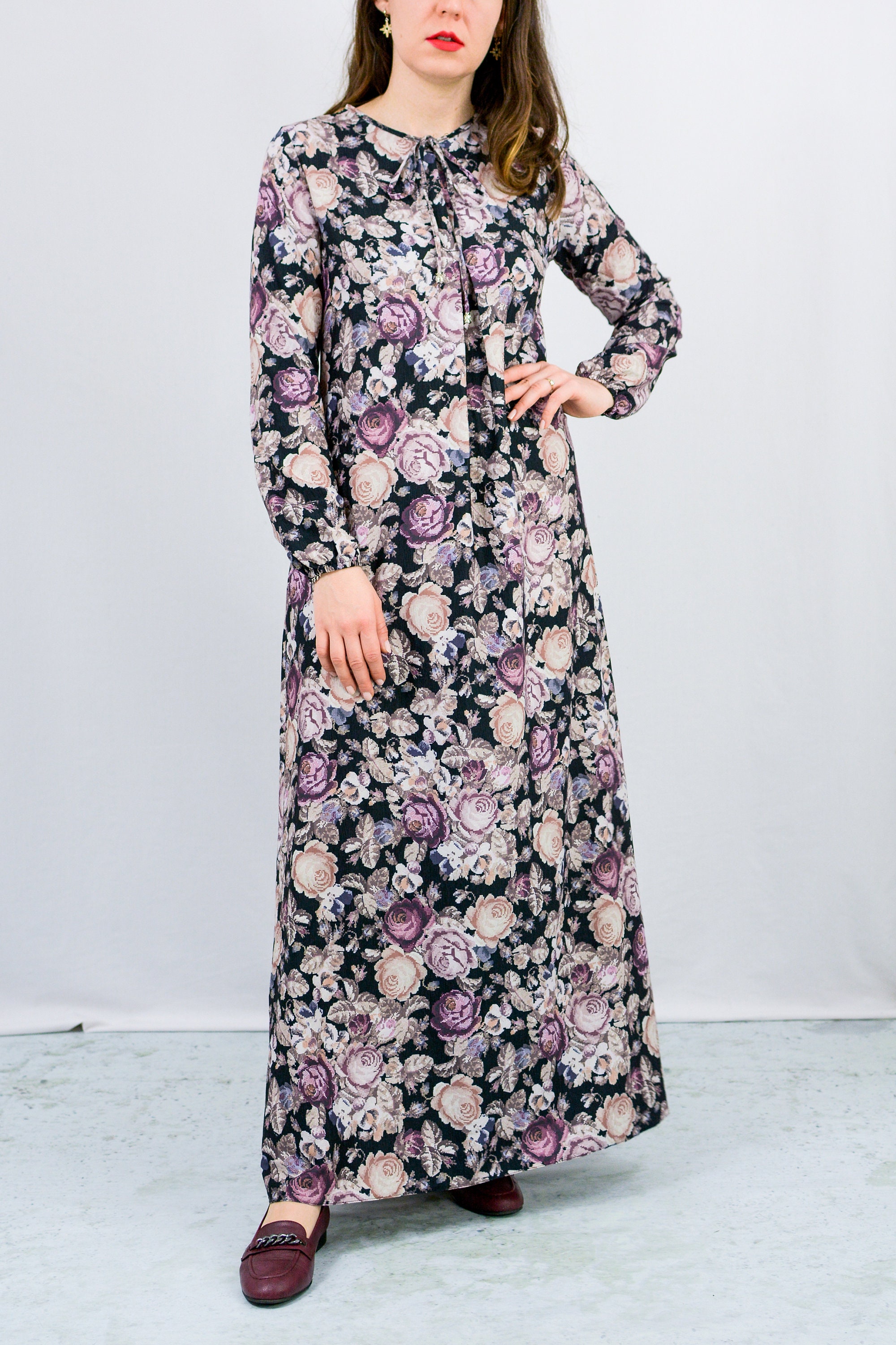 Floral Maxi Dress Tent Hippie Vintage Long Sleeve Relaxed Fit - Etsy