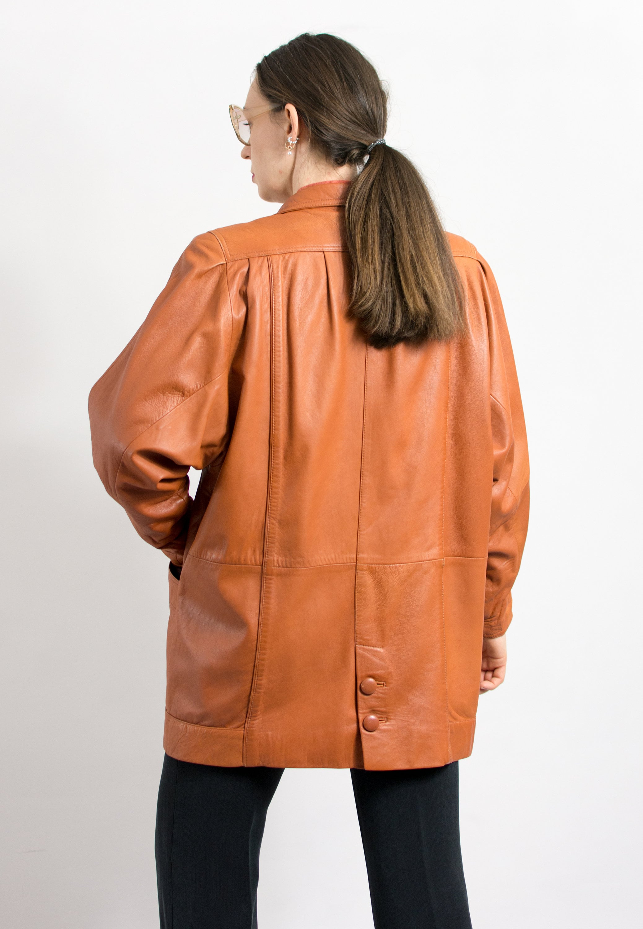80s Leather Jacket| Vintage Brown Women's Jacket| Minimalist Fall Inspired Coat