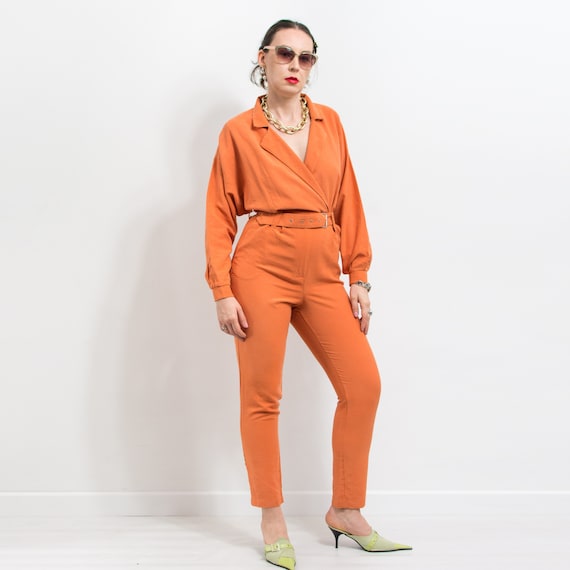 Orange Jumpsuit Vintage Coveralls Retro Women Size M - Etsy
