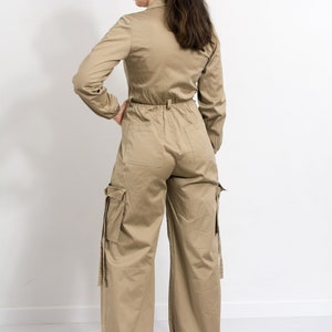 Coveralls vintage jumpsuit cargo wide leg women size M/L image 7