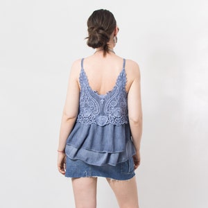 Y2K frilled camisole top laced layered women size M/L image 5