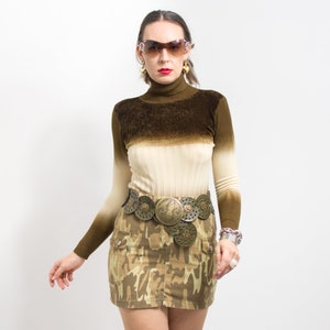 Bodycon turtleneck sweater Y2K vintage ombre long sleeve women size S/M image 1