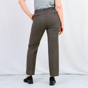 Brown wool pants vintage suit trousers minimalist women Large image 8