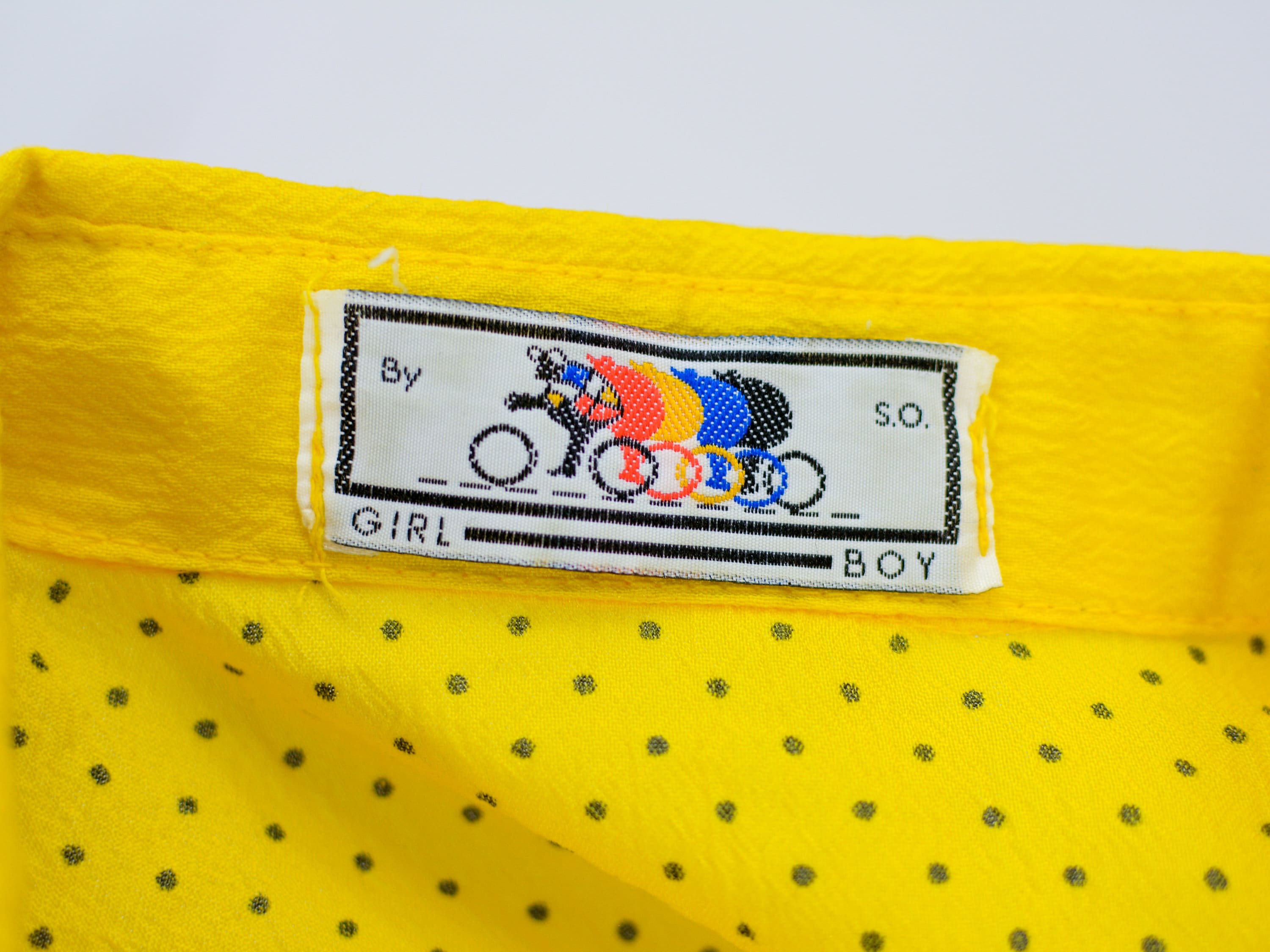 Dotted Yellow Shirt Vintage 80s Collared Dots Short Sleeved