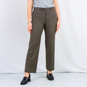 Brown wool pants vintage suit trousers minimalist women Large image 4