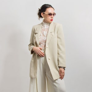 veste de costume crème blazer minimaliste vintage des années 90 taille femme L/XL