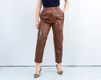 Brown Leather Pants Vintage 90s Mom 