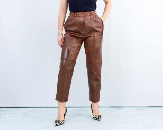 Brown Leather Pants Vintage 90s Mom 