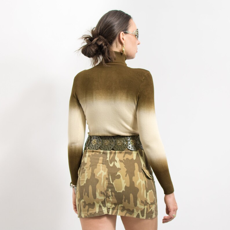Bodycon turtleneck sweater Y2K vintage ombre long sleeve women size S/M image 5