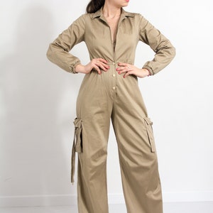 Coveralls vintage jumpsuit cargo wide leg women size M/L image 2