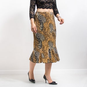 Leopard Skirt vintage boho women size L