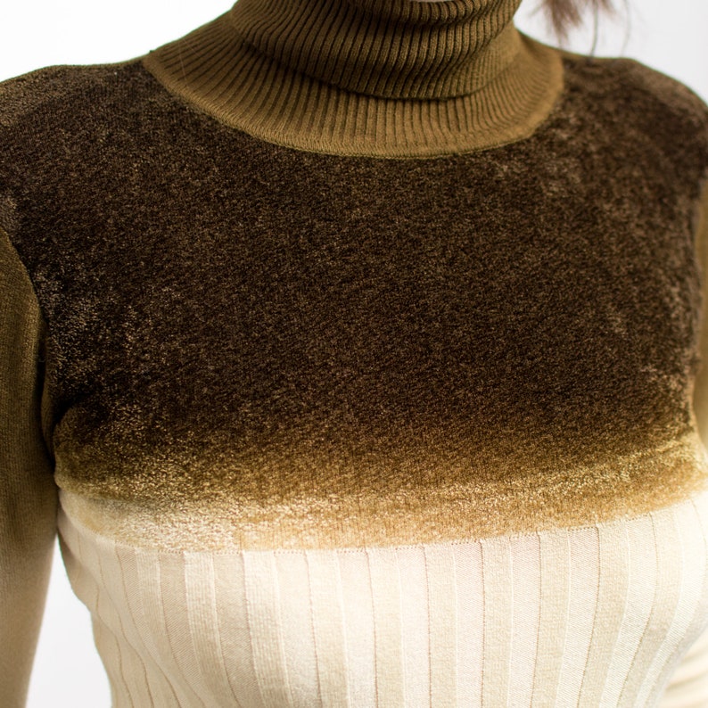 Bodycon turtleneck sweater Y2K vintage ombre long sleeve women size S/M image 2