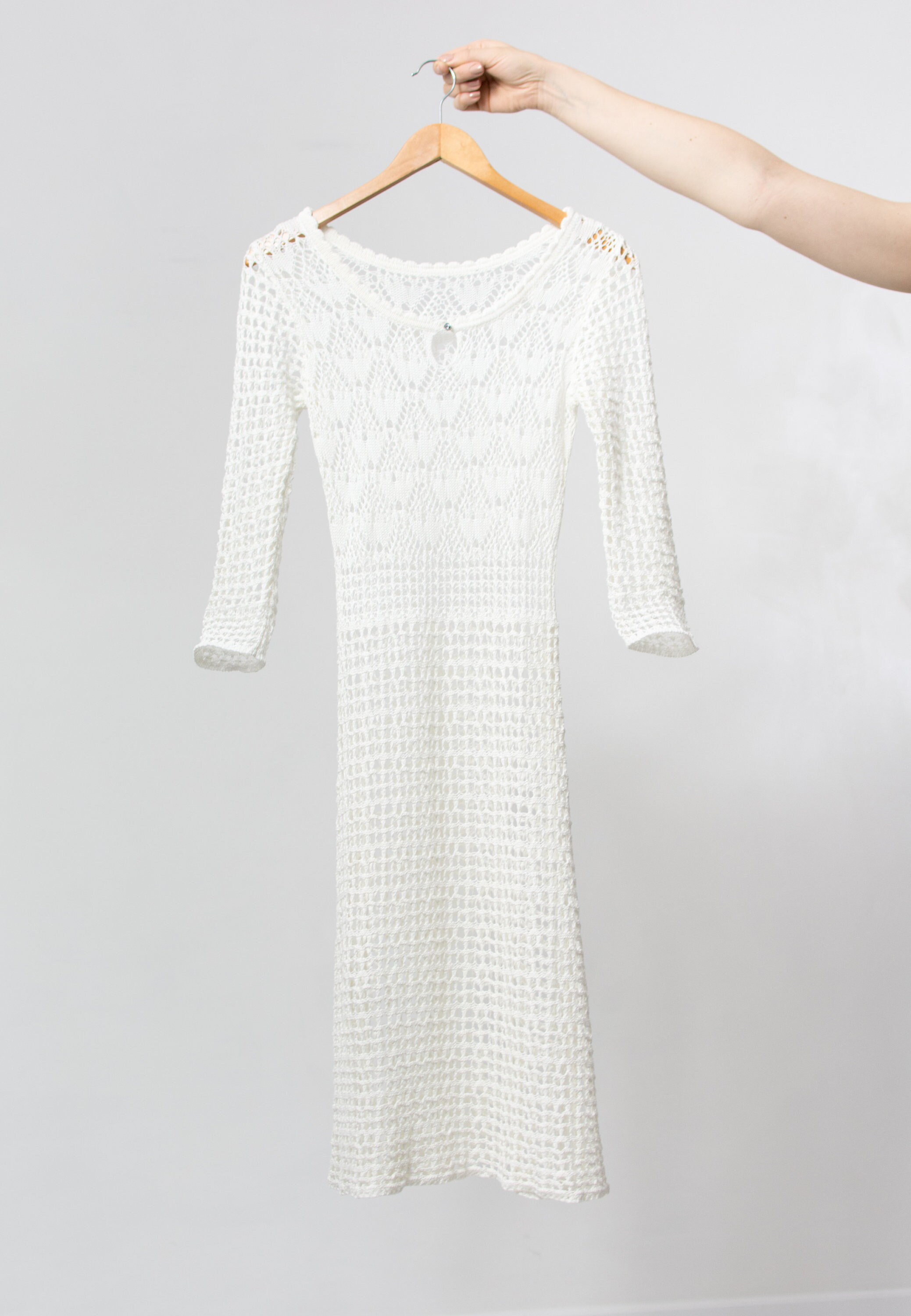Vintage Crocheted Dress White Mesh Summer Women Size S/M Etsy