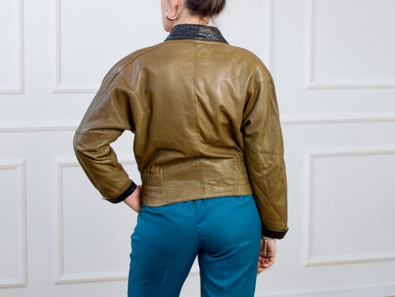 【LOEWE】80s vintage leather jacket green LOEWE】80s vintage leather jacket green