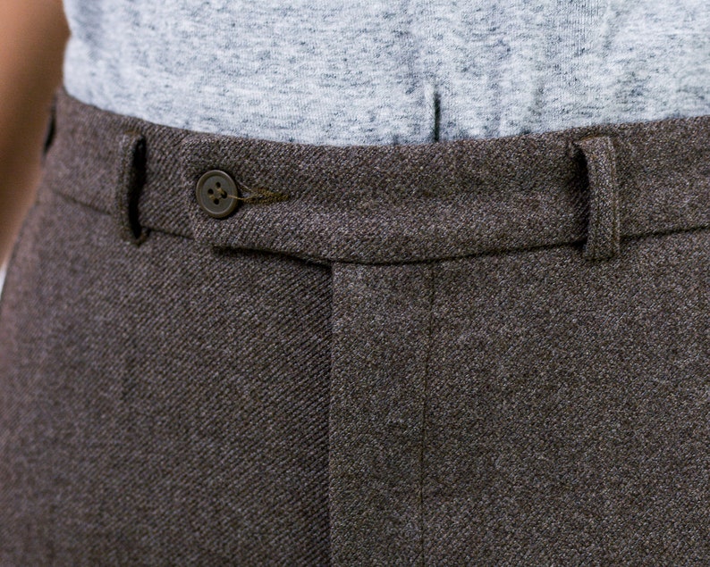 Brown wool pants vintage suit trousers minimalist women Large image 3