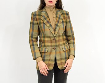DAKS vintage wool jacket plaid blazer blazer women M/L